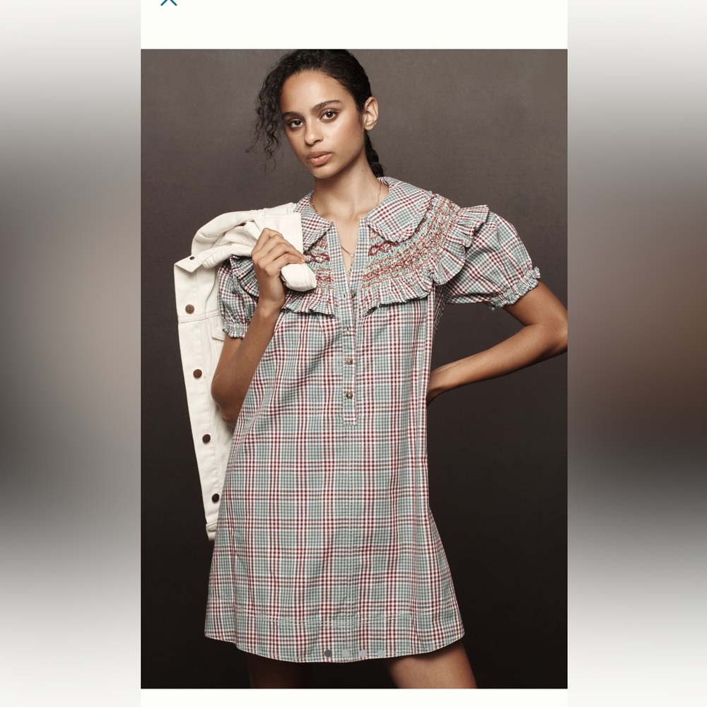 PLICRO smocked babydoll dress (Anthropologie)